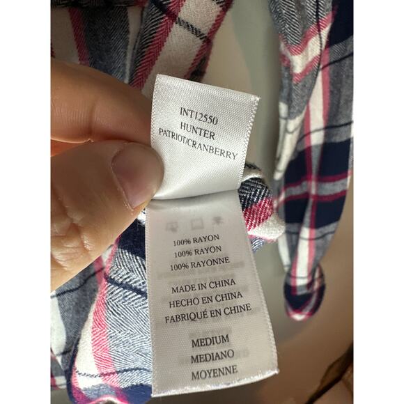 Rails Hunter Plaid Flannel Button Up Shirt Size M Red Navy Patriot/Cranberry - Picture 8 of 9